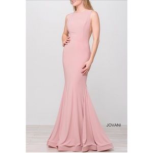 Jovani Fitted Open Back Jersey Dress